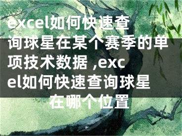 excel如何快速查詢球星在某個(gè)賽季的單項(xiàng)技術(shù)數(shù)據(jù) ,excel如何快速查詢球星在哪個(gè)位置