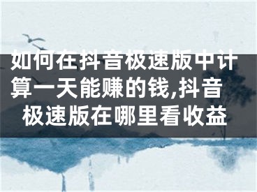 如何在抖音極速版中計(jì)算一天能賺的錢,抖音極速版在哪里看收益