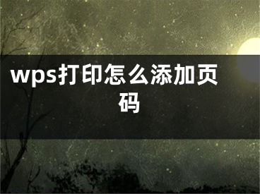 wps打印怎么添加頁碼