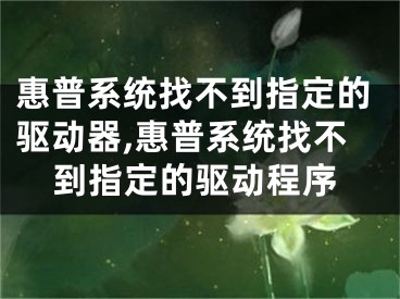 惠普系統(tǒng)找不到指定的驅(qū)動(dòng)器,惠普系統(tǒng)找不到指定的驅(qū)動(dòng)程序