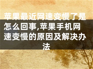 蘋果最近網(wǎng)速變慢了是怎么回事,蘋果手機網(wǎng)速變慢的原因及解決辦法