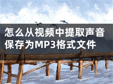 怎么從視頻中提取聲音保存為MP3格式文件