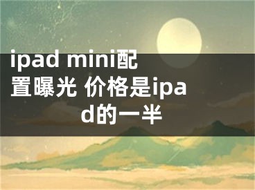 ipad mini配置曝光 價格是ipad的一半