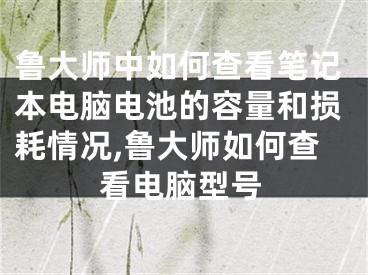 魯大師中如何查看筆記本電腦電池的容量和損耗情況,魯大師如何查看電腦型號