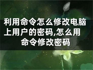 利用命令怎么修改電腦上用戶的密碼,怎么用命令修改密碼