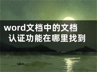 word文檔中的文檔認(rèn)證功能在哪里找到