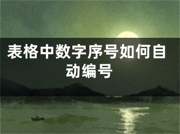 表格中數(shù)字序號如何自動編號