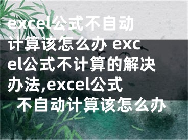 excel公式不自動(dòng)計(jì)算該怎么辦 excel公式不計(jì)算的解決辦法,excel公式不自動(dòng)計(jì)算該怎么辦