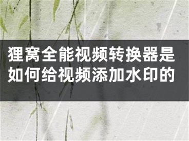 貍窩全能視頻轉(zhuǎn)換器是如何給視頻添加水印的