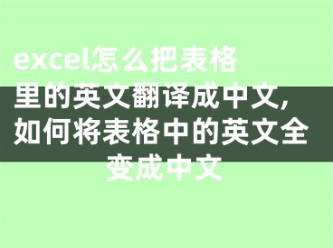 excel怎么把表格里的英文翻譯成中文,如何將表格中的英文全變成中文