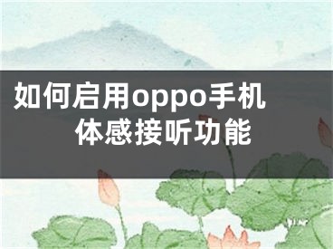 如何啟用oppo手機(jī)體感接聽功能