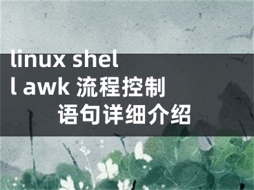 linux shell awk 流程控制語(yǔ)句詳細(xì)介紹