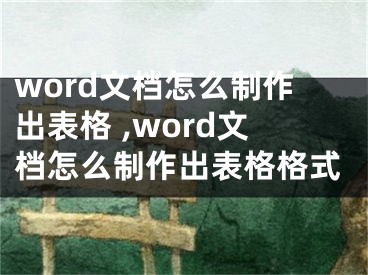 word文檔怎么制作出表格 ,word文檔怎么制作出表格格式