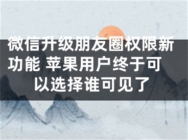 微信升級(jí)朋友圈權(quán)限新功能 蘋果用戶終于可以選擇誰可見了