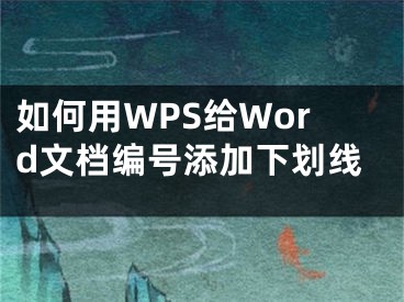 如何用WPS給Word文檔編號(hào)添加下劃線