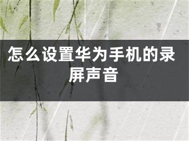 怎么設(shè)置華為手機的錄屏聲音