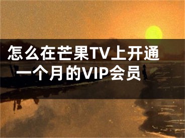 怎么在芒果TV上開通一個月的VIP會員