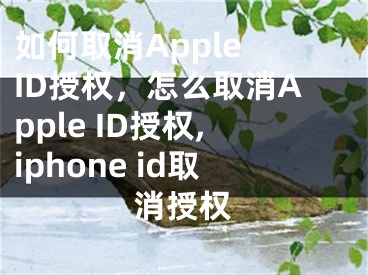 如何取消Apple ID授權(quán)，怎么取消Apple ID授權(quán),iphone id取消授權(quán)