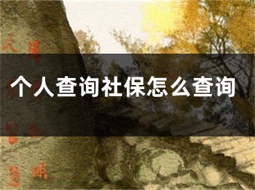 個人查詢社保怎么查詢