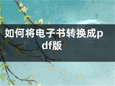 如何將電子書轉(zhuǎn)換成pdf版