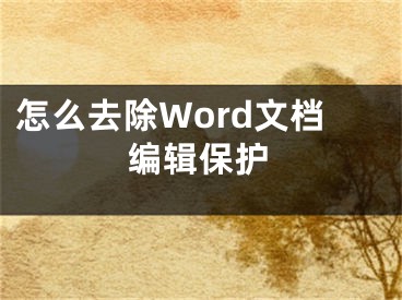 怎么去除Word文檔編輯保護(hù)