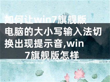 如何讓win7旗艦版電腦的大小寫輸入法切換出現(xiàn)提示音,win7旗艦版怎樣