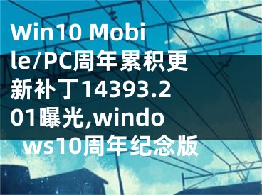 Win10 Mobile/PC周年累積更新補(bǔ)丁14393.201曝光,windows10周年紀(jì)念版