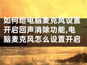 如何給電腦麥克風(fēng)設(shè)置開啟回聲消除功能,電腦麥克風(fēng)怎么設(shè)置開啟