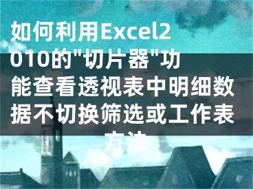 如何利用Excel2010的"切片器"功能查看透視表中明細數(shù)據(jù)不切換篩選或工作表方法