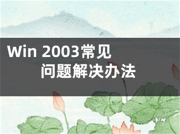 Win 2003常見問題解決辦法