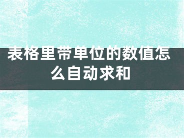 表格里帶單位的數(shù)值怎么自動(dòng)求和