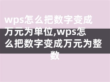 wps怎么把數(shù)字變成萬(wàn)元為單位,wps怎么把數(shù)字變成萬(wàn)元為整數(shù)