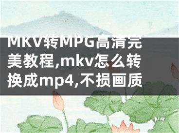 MKV轉(zhuǎn)MPG高清完美教程,mkv怎么轉(zhuǎn)換成mp4,不損畫質(zhì)