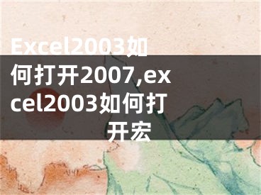 Excel2003如何打開(kāi)2007,excel2003如何打開(kāi)宏