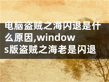 電腦盜賊之海閃退是什么原因,windows版盜賊之海老是閃退