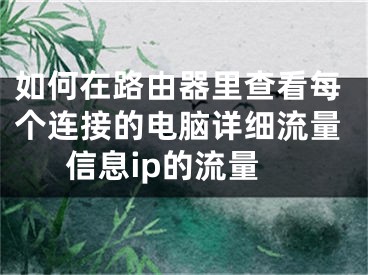 如何在路由器里查看每個連接的電腦詳細流量信息ip的流量