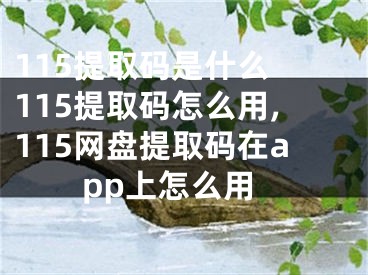 115提取碼是什么 115提取碼怎么用,115網(wǎng)盤(pán)提取碼在app上怎么用