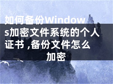 如何備份Windows加密文件系統(tǒng)的個人證書 ,備份文件怎么加密