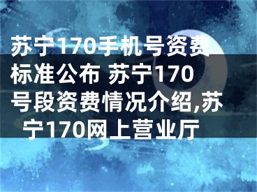 蘇寧170手機號資費標準公布 蘇寧170號段資費情況介紹,蘇寧170網(wǎng)上營業(yè)廳