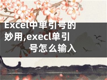 Excel中單引號(hào)的妙用,execl單引號(hào)怎么輸入