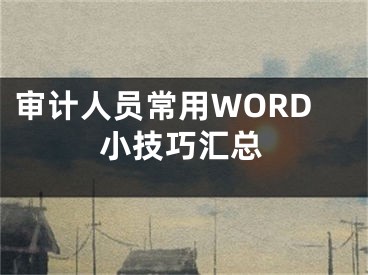 審計人員常用WORD小技巧匯總