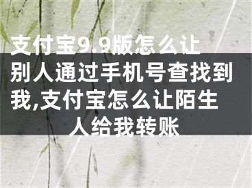 支付寶9.9版怎么讓別人通過手機號查找到我,支付寶怎么讓陌生人給我轉賬