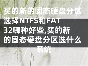 買的新的固態(tài)硬盤分區(qū)選擇NTFS和FAT32哪種好些,買的新的固態(tài)硬盤分區(qū)選什么系統(tǒng)