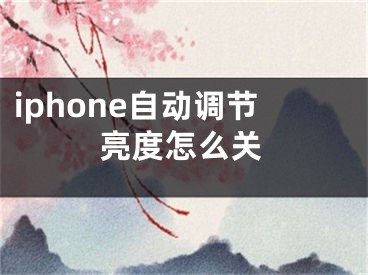 iphone自動調(diào)節(jié)亮度怎么關(guān)