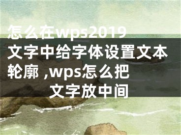 怎么在wps2019文字中給字體設(shè)置文本輪廓 ,wps怎么把文字放中間