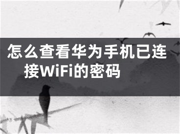 怎么查看華為手機(jī)已連接WiFi的密碼