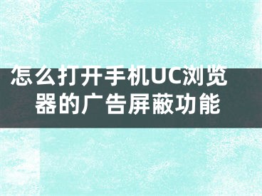 怎么打開手機(jī)UC瀏覽器的廣告屏蔽功能