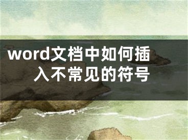 word文檔中如何插入不常見的符號