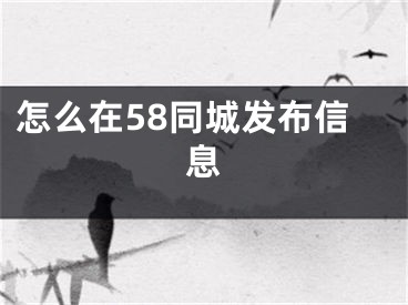 怎么在58同城發(fā)布信息