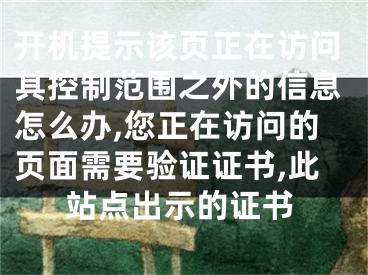 開機提示該頁正在訪問其控制范圍之外的信息怎么辦,您正在訪問的頁面需要驗證證書,此站點出示的證書